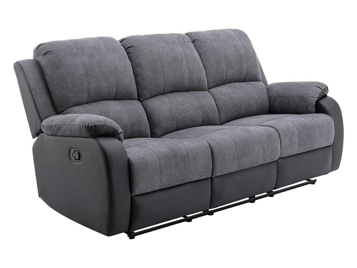 COUCHGARNITUR mit Sessel - 6 Personen - stoff - schwarz, grau Brody - Schwarz, Kunststoff/Textil (87/99/98cm) - Vente-Unique