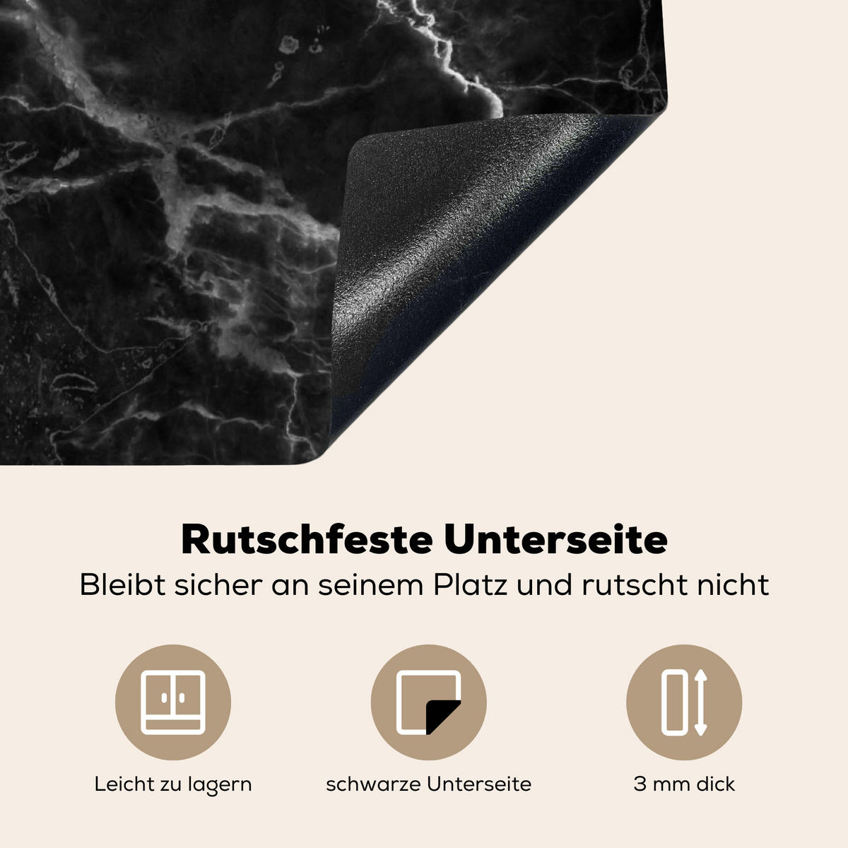 HERDABDECKPLATTE Marmor - Schwarz - Weiß - Textur - Marmoroptik 78x78 cm - Silberfarben, Kunststoff (78/0.2/78cm) - MuchoWow