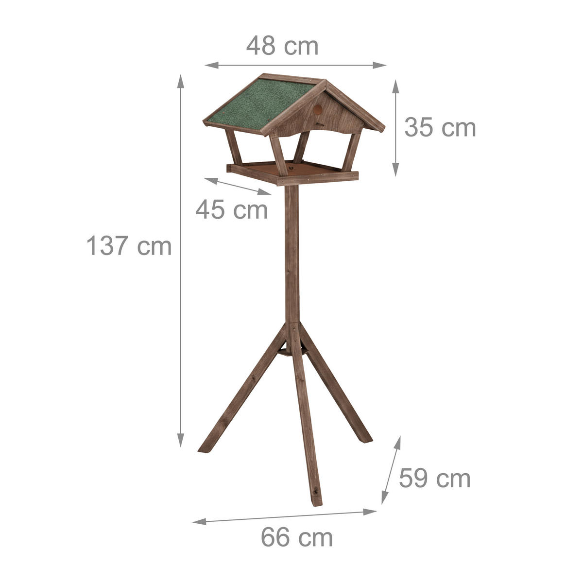 VOGELFUTTERHAUS - Braun, Holz (66/137/59cm) - Relaxdays
