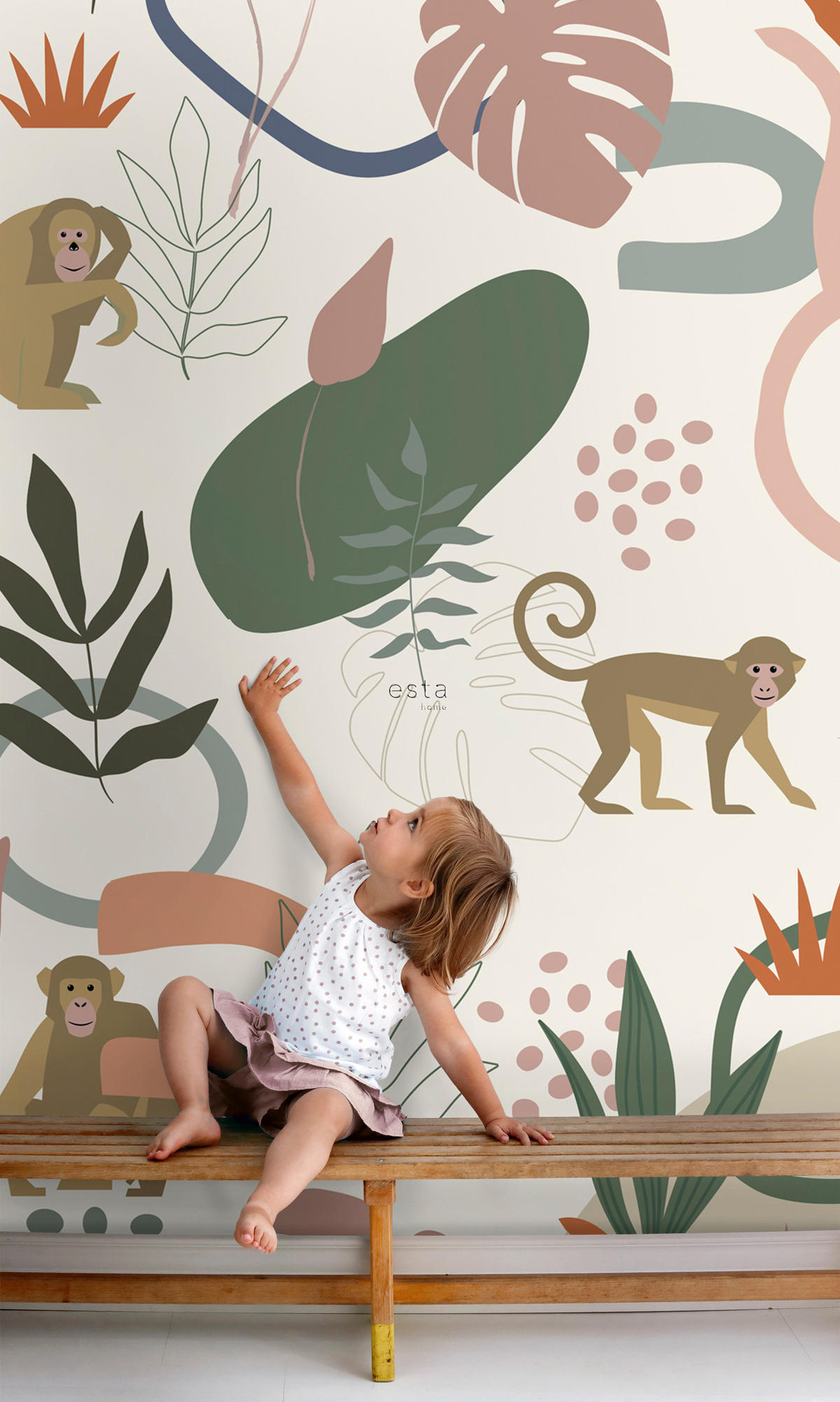 FOTOTAPETE Affen 200 x 279 cm - Beige, Papier (200/279cm) - ESTAhome
