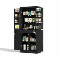 KÜCHENSCHRANK in Schwarz mit Regaltüren und Schublade für Küchen und Wohnzimmer, B75/T40/H182 cm - Schwarz, Holzwerkstoff (75/180/40cm) - STILVORA