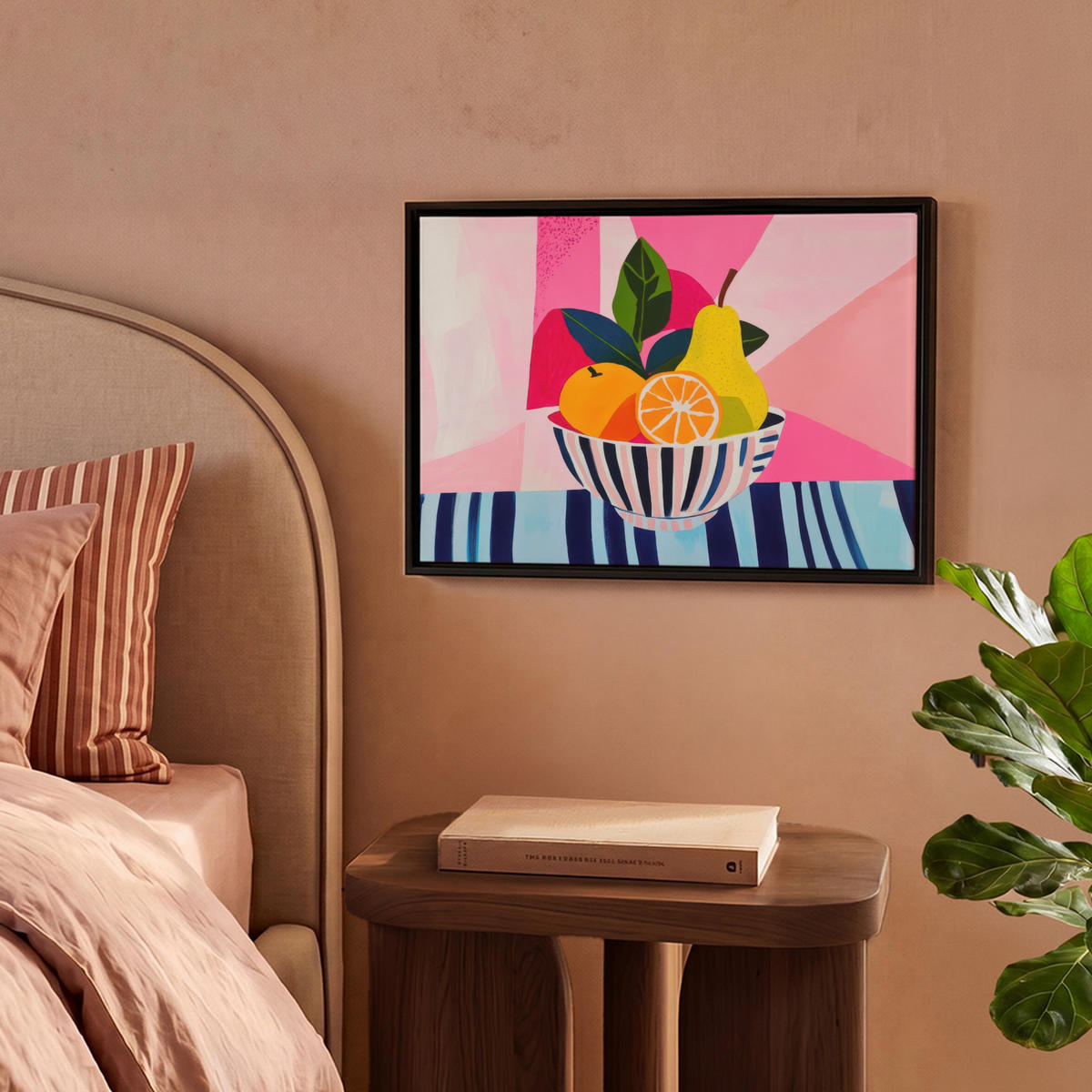 LEINWAND Bilder mit Rahmen - Obst - Abstrakter Hintergrund - Rosa - 40x30 - Pink, Textil (40/30cm) - MuchoWow