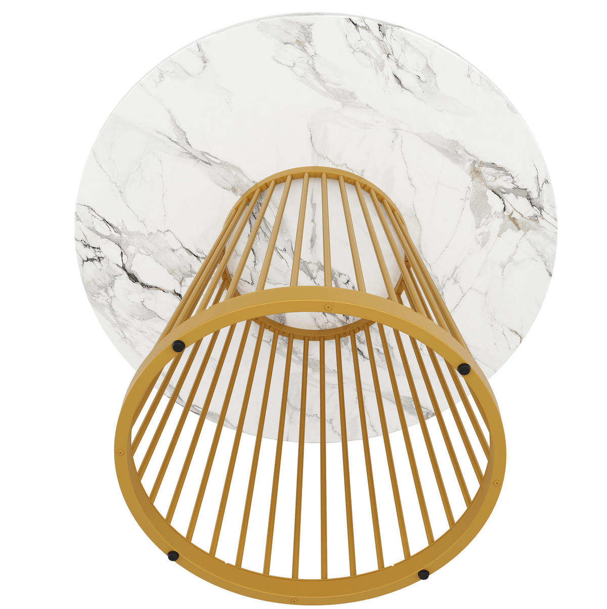 ESSTISCH 80/80/76 cm Weiß Gold runder Tisch mit Metallbeinen und marmorierter MDF-Platte - Goldfarben, Holzwerkstoff (80/80/76cm) - OKWISH