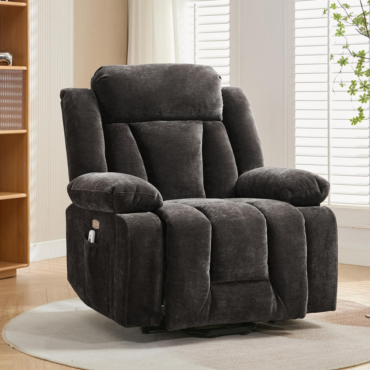MASSAGESESSEL Elektrisch 8 Punkt Massage Heizung USB Braun - Braun, Textil (95/107/94cm) - FLIEKS