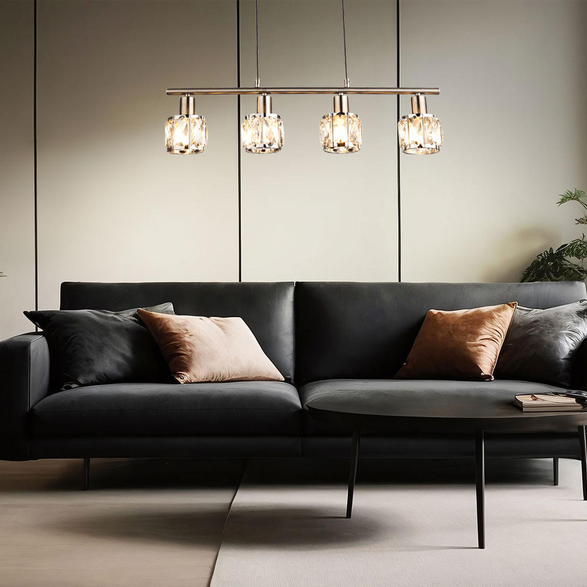 HÄNGELEUCHTE KRIS Silber matt klar - Silberfarben, Glas (60/9.2/160cm) - Globo Lighting