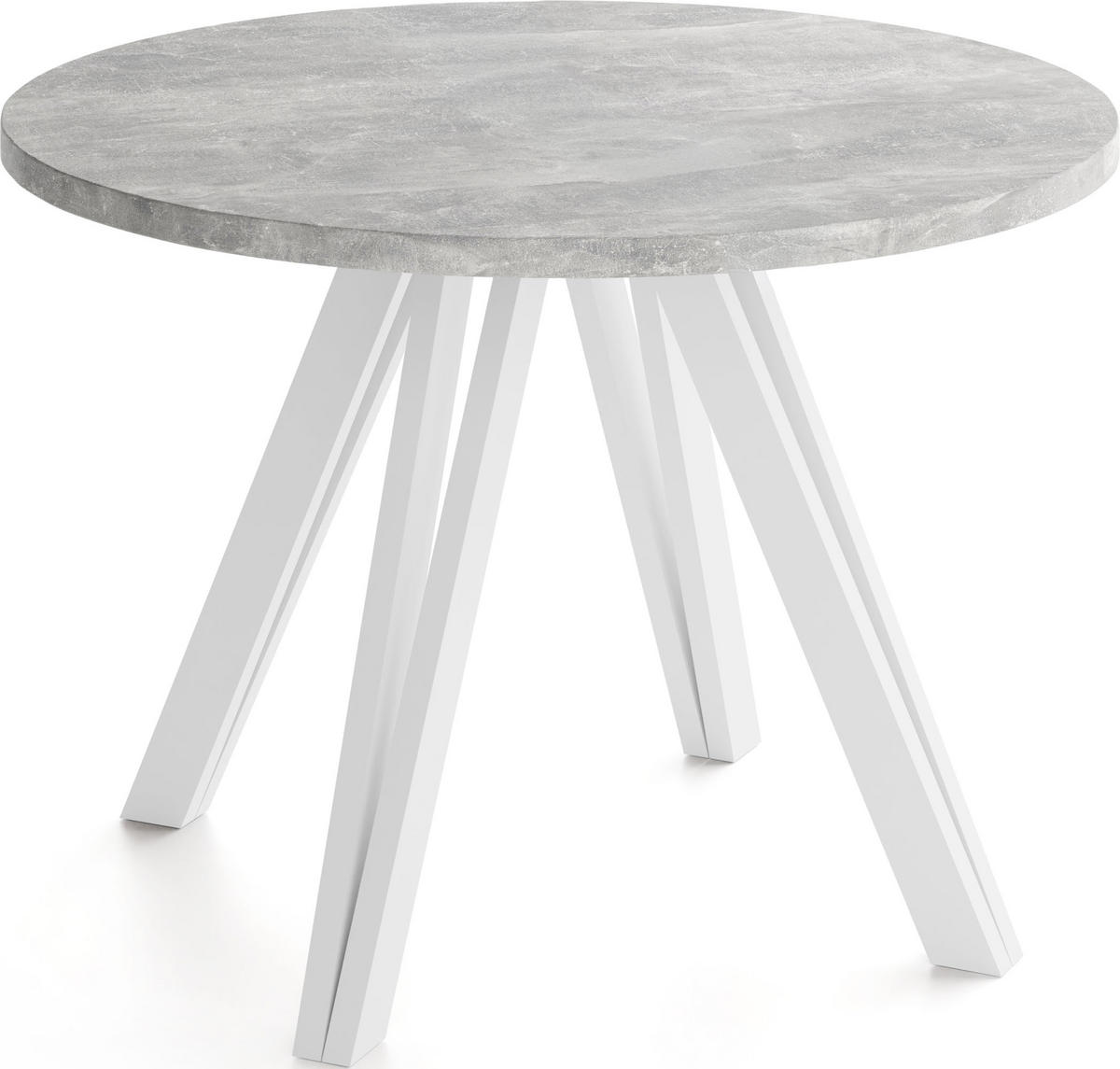 ESSTISCH Ravero runder ausziehbarer, Beton grau 100/100/77 cm - Hellgrau/Weiß, Holz/Holzwerkstoff (100/100/77cm) - WFL GROUP