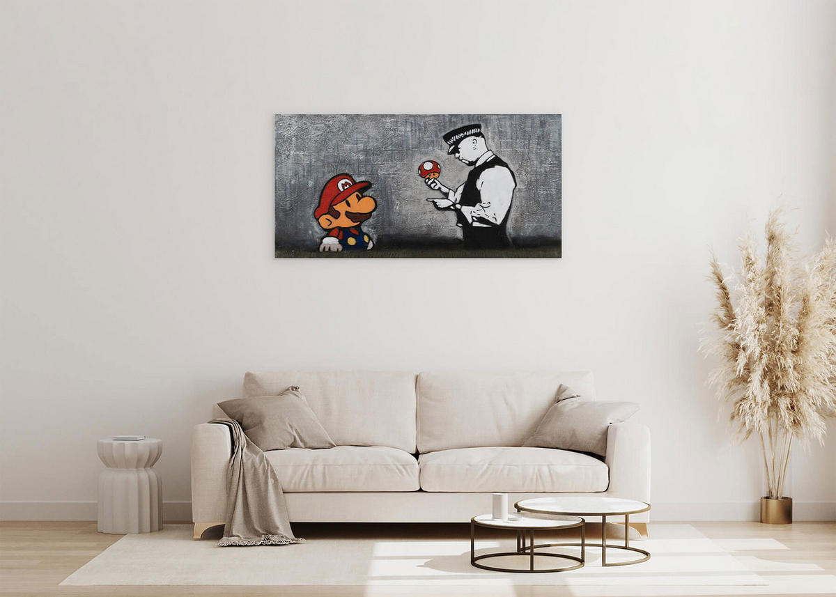 ACRYLBILD HANDGEMALT 120/60 cm - Rot/Schwarz, Holz/Textil (2/60cm) - KUNSTLOFT