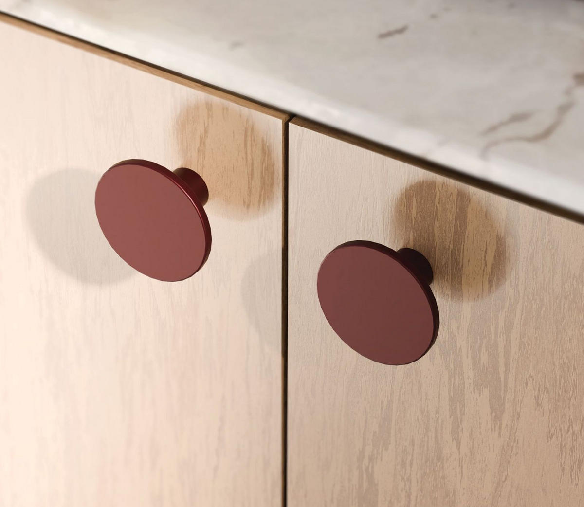 MÖBELKNOPF Bordeaux matt, Schrankknopf Astro Ø 36mm, Knopf modern - Bordeaux, Metall (3.6/1.9/1.9cm) - Livingpoint24