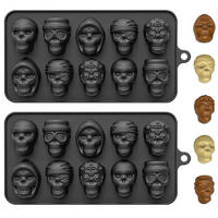 BACKFORM Totenkopf 2-teiliges Set Silikon Halloween - Schwarz, Kunststoff