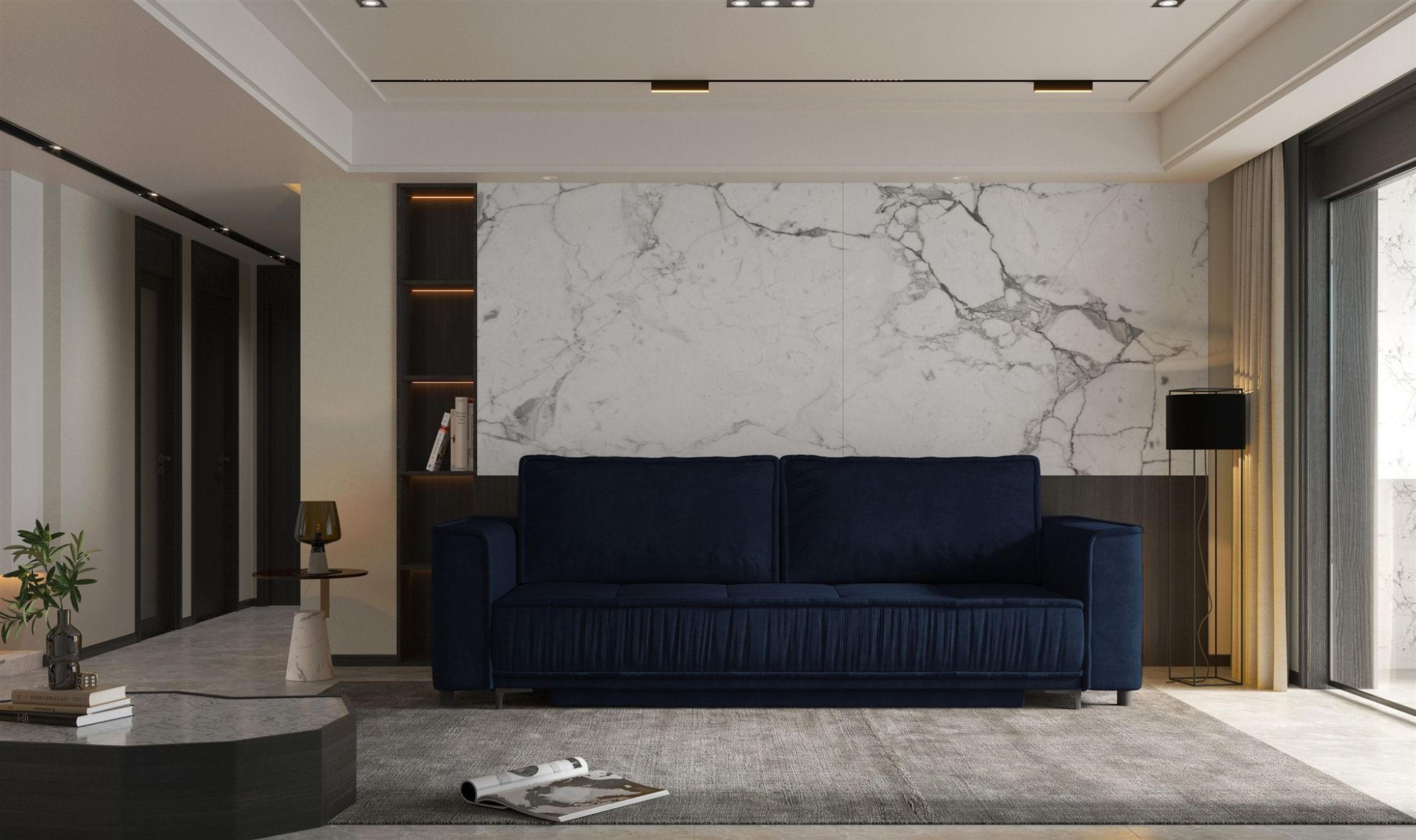 SCHLAFSOFA Juna - Dunkelblau, Holzwerkstoff/Textil (230/86/85cm) - Fun Möbel