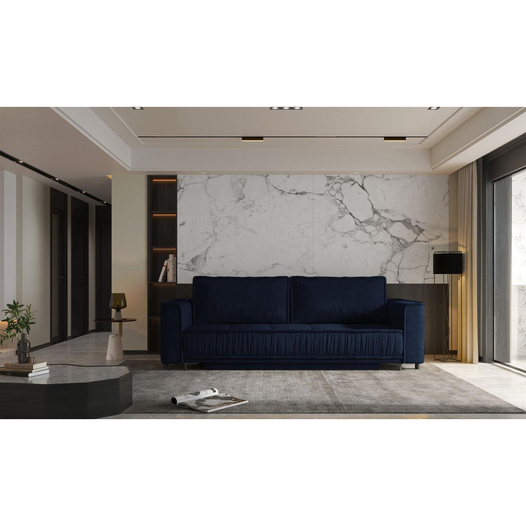 Thumbnail - Fun Möbel Schlafsofa, Dunkelblau, Textil, 230x86x85 cm, Wohnzimmer, Sofas & Couches, Schlafsofas