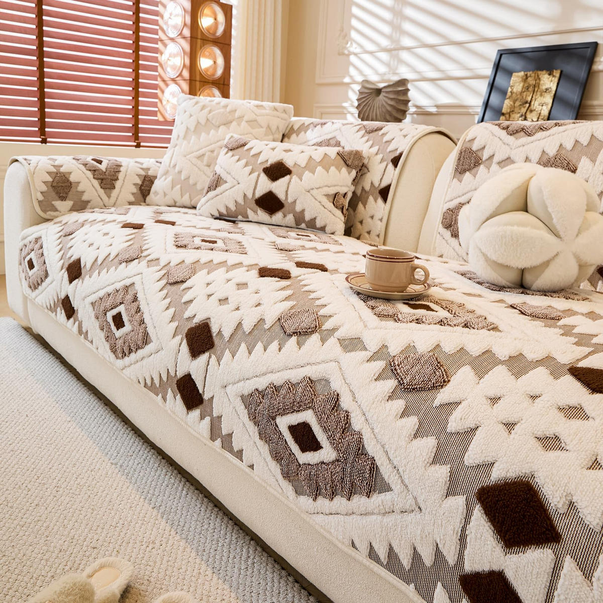 SOFAÜBERWURF ‎Jacquard Plush Braun 1 Stück - Braun, Textil (70/180cm) - Kaket