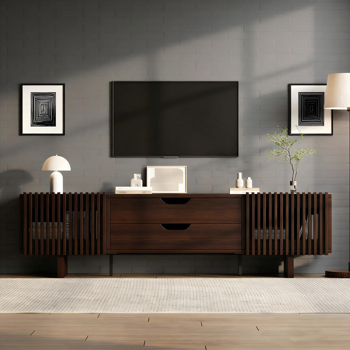 TV-LOWBOARD 180x40x45 cm Nussbaum 2 Schubladen 2 Türen - Alteiche, Holzwerkstoff (40/45/180cm) - FLIEKS