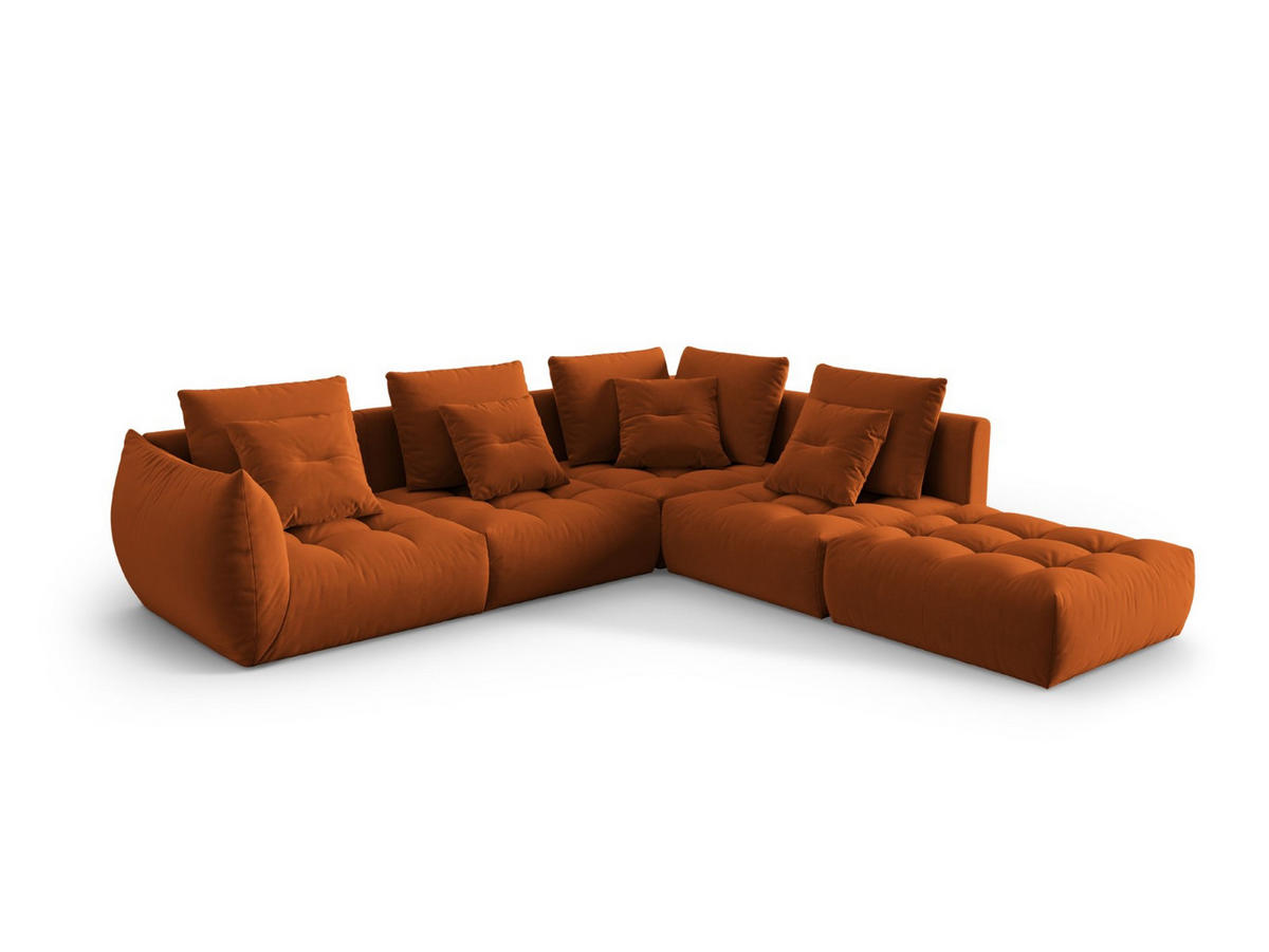 ECKSOFA modular rechts Bloom aus Samt terrakotta 4 Sitzplätze - Terracotta, Textil (310/316cm) - Micadoni