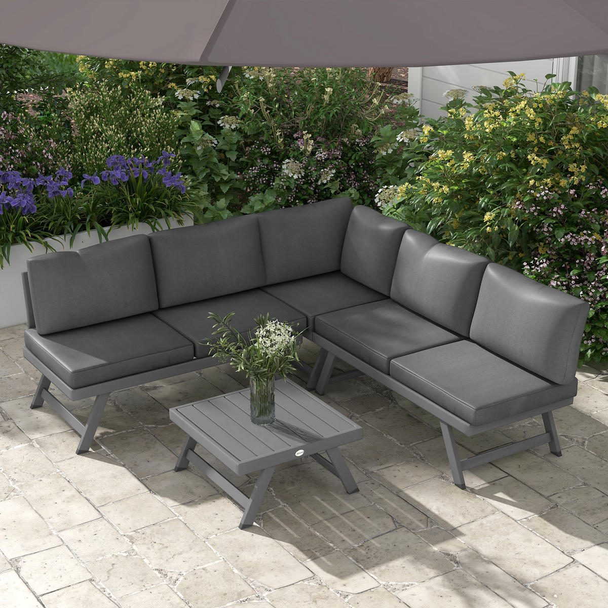 LOUNGEGARNITUR 4-teilig DE-13400 Weiß/Anthrazit - Grau, Textil - ComfortXL