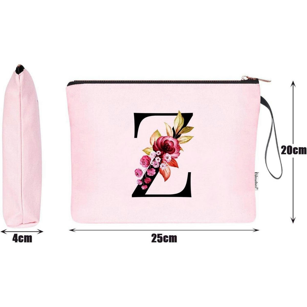 KULTURBEUTEL Buchstabe Z mit Blumenprint Rosa - Rosa, Textil (5/16/24cm)