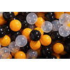 BÄLLE für Bällebad, Spielbälle, Plastikbälle für Kinder Set 50 pcs.: Gelb/Schwarz/Transparent - Schwarz, Textil (7/7/7cm) - MeowBaby