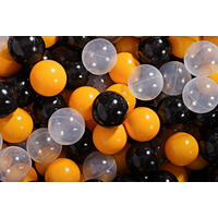 BÄLLE für Bällebad, Spielbälle, Plastikbälle für Kinder Set 50 pcs.: Gelb/Schwarz/Transparent - Schwarz, Textil (7/7/7cm) - MeowBaby