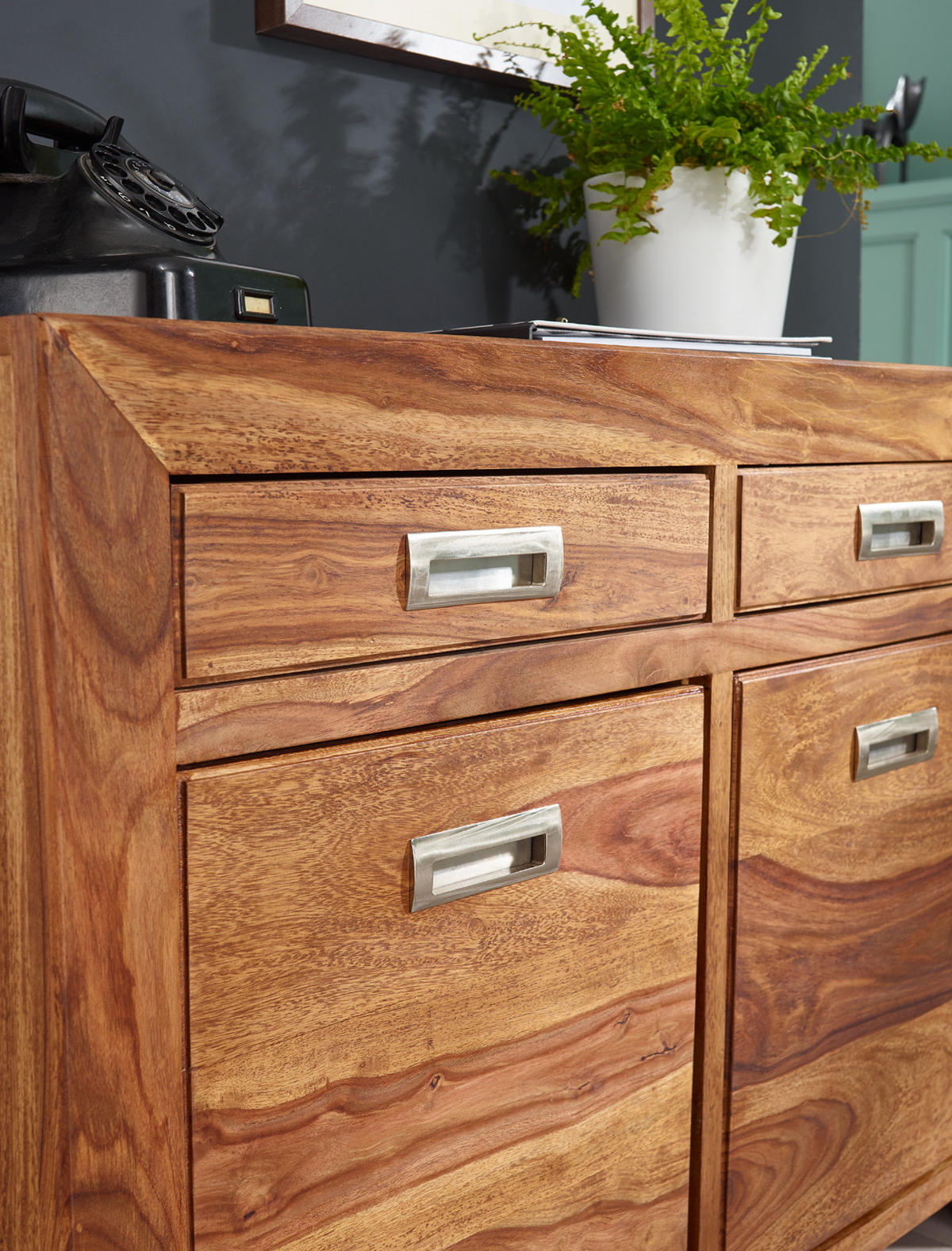 SIDEBOARD – Massivholz, 90 cm, 2 Türen, Schubladen, viel Stauraum - Braun, Holz (90/70/40cm) - KADIMA DESIGN
