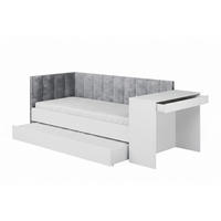 JUGENDBETT FABIAN 90/200 cm in Weiß/Hellgrau links - Hellgrau/Weiß, Holzwerkstoff/Textil (90/200cm) - Deine Möbel 24