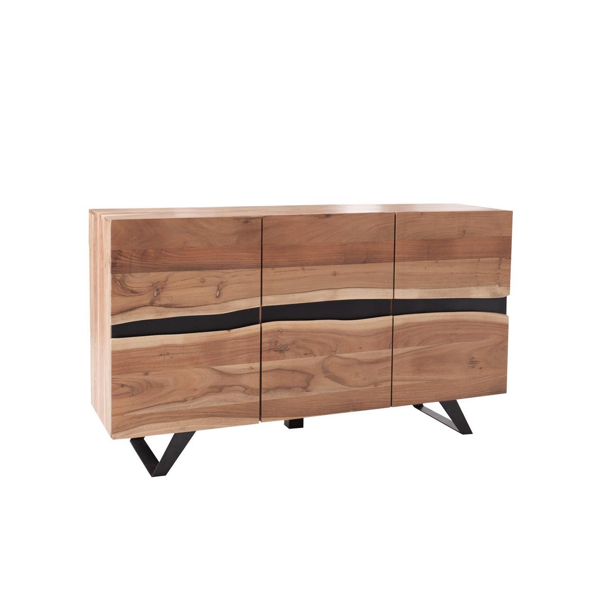 SIDEBOARD AMAZONAS Akazie Natur 150cm - Schwarz/Braun, Holz/Metall (150/85/43cm) - riess-ambiente