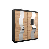 SCHWEBETÜRENSCHRANK 200/180/62 2-türig - Silberfarben/Schwarz, Holz/Kunststoff (180/200/62cm) - Abiks Möbel