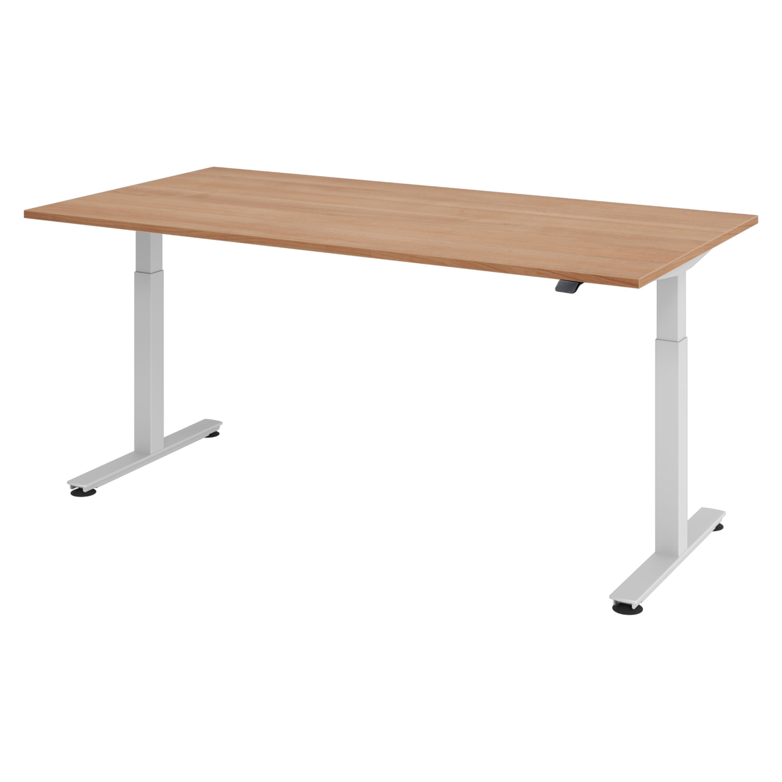 SCHREIBTISCH elektrisch XMST 100/200/74 cm in Nussbaumfarben/Silberfarben - Silberfarben/Nussbaumfarben, Holzwerkstoff (100/200/74cm) - bümö