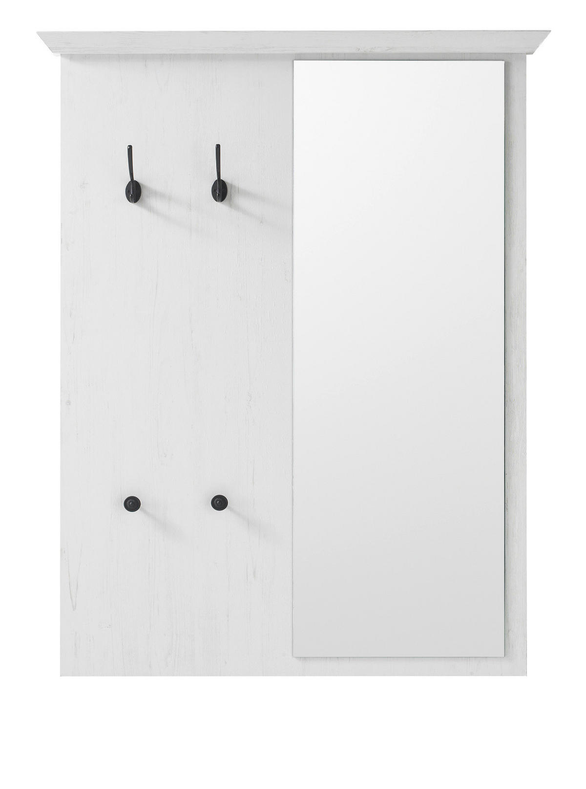 GARDEROBEN-SET 3-teilig weiß Pinie, Flurmöbel Landhaus - Schwarz/Weiß, Holzwerkstoff/Metall (239/206/45cm) - Furn.Design