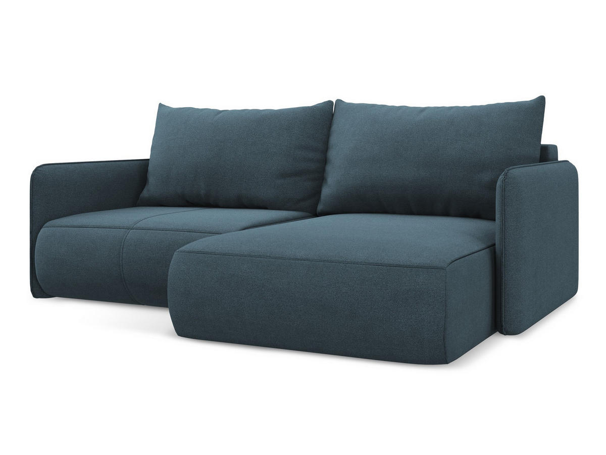 ECKSOFA mit Schlaffunktion Strukturstoff Stoff Blau - Blau/Blaugrau, Kunststoff/Textil (207/148cm) - Makamii
