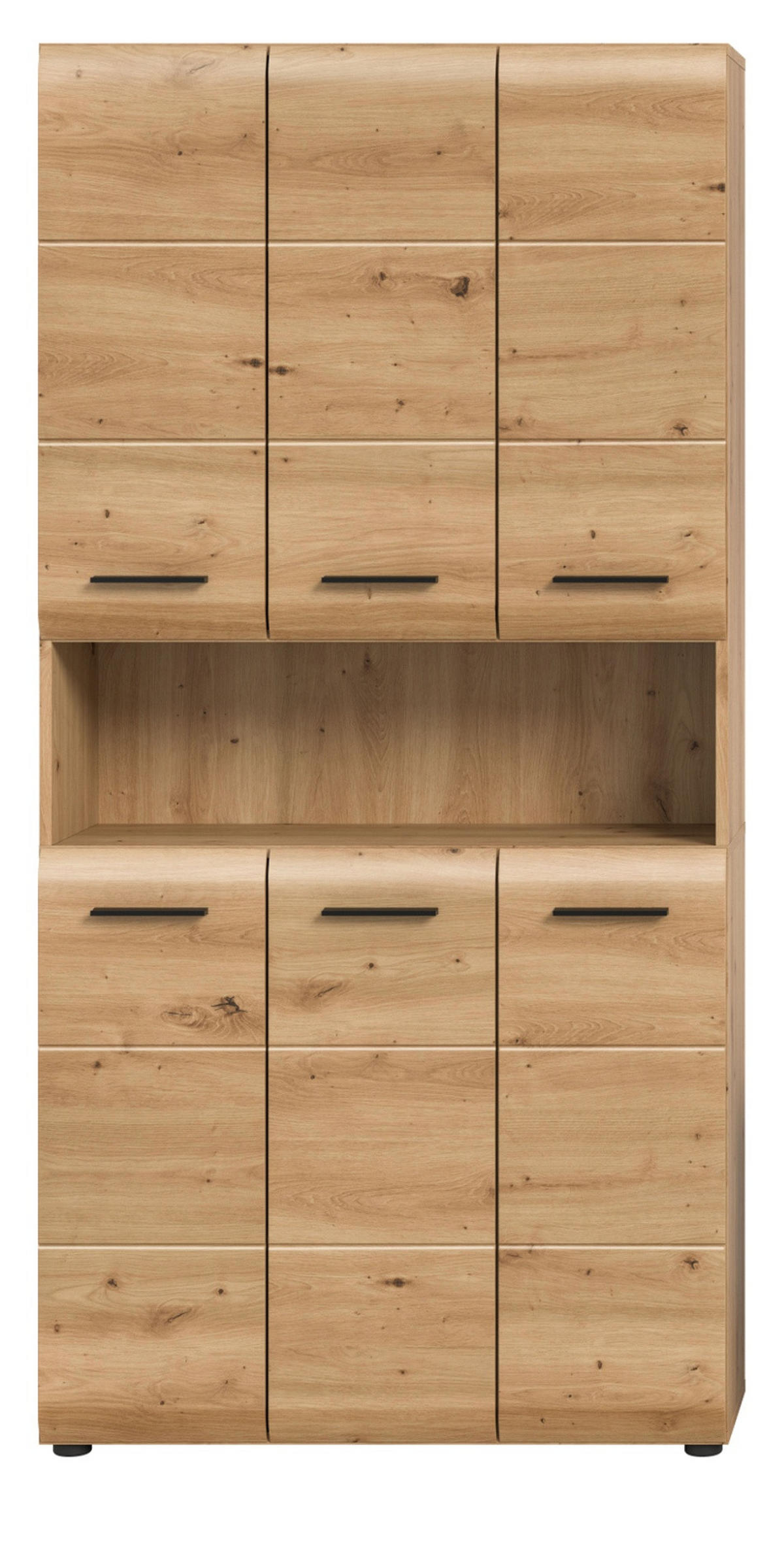 HOCHSCHRANK Artisan Eiche, Badschrank Mehrzweckschrank 90 x 185 cm, Cover - Schwarz/Eiche Artisan, Holzwerkstoff/Kunststoff (90/185/30cm) - Inn.Furn