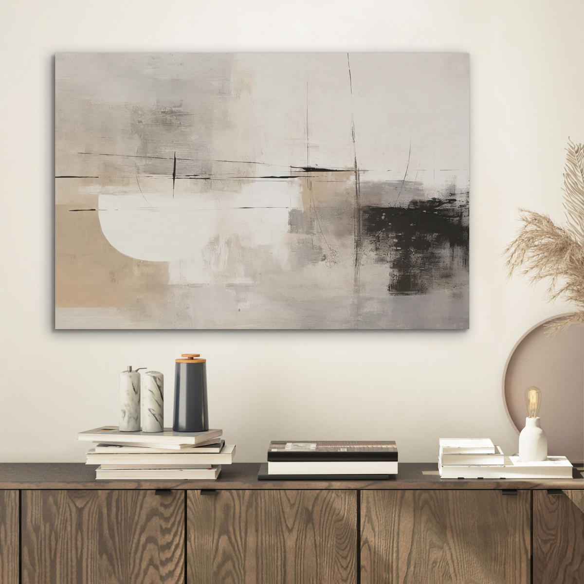 AKUSTIKBILD Abstrakt - Kunst - Grau Wanddeko 70x50 cm - Hellgrau, Kunststoff (70/50/0.9cm) - MuchoWow