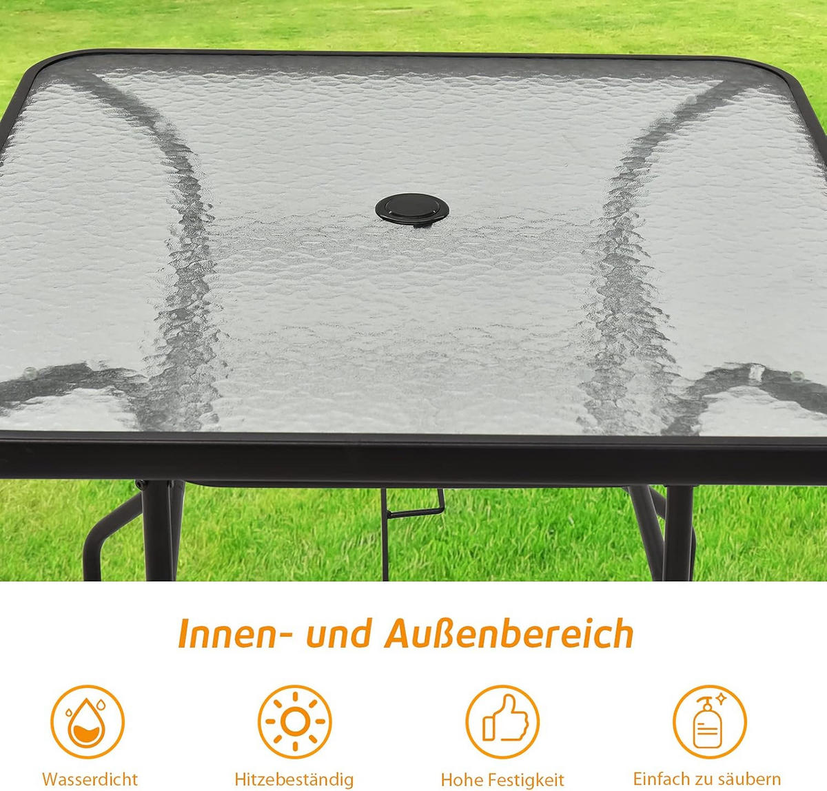 GARTENTISCH Bistrotisch Schwarz - Schwarz, Metall (81/81/71cm) - COSTWAY