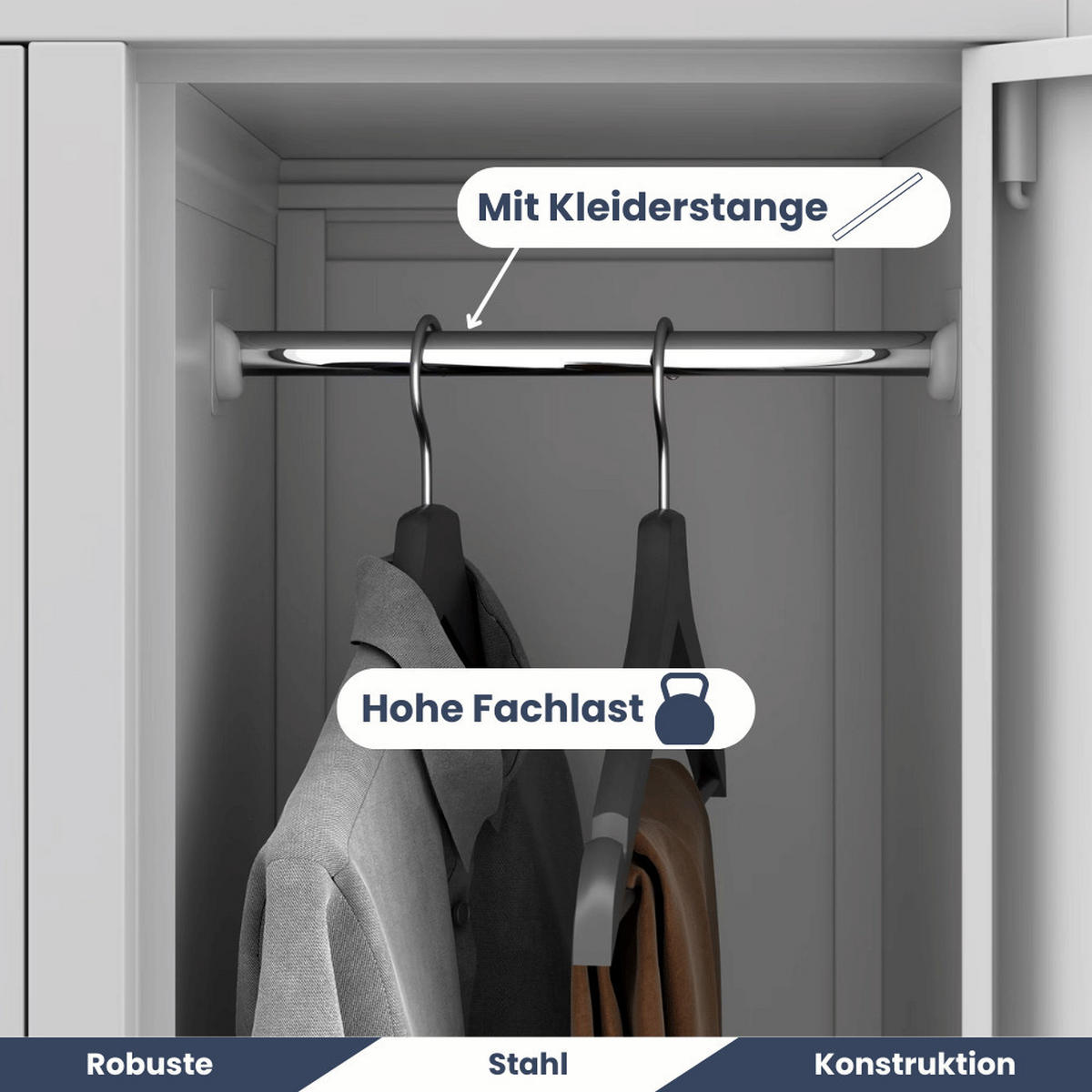 UMKLEIDESCHRANK Spind BERLIN 10 Abteile 172x136x45cm Grau - Grau, Metall (136/172/45cm) - DELUKE