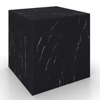 COUCHTISCH Ezra Schwarz MDF Marmor-Optik - Schwarz, Holzwerkstoff (40/40/45.5cm) - Bessagi Home