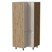 ECKVORRATSSCHRANK Brerra D24N/207 Eiche Artisan / RAL 9001 creme Hochglanz 90 / 90 / 207cm - Creme/Eiche Artisan, Holz/Holzwerkstoff (90/207/90cm) - Feldmann-Wohnen