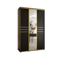 SCHWEBETÜRENSCHRANK 235,2/160/45 3-türig - Goldfarben/Schwarz, Holz/Metall (160/235/45cm) - Abiks Möbel