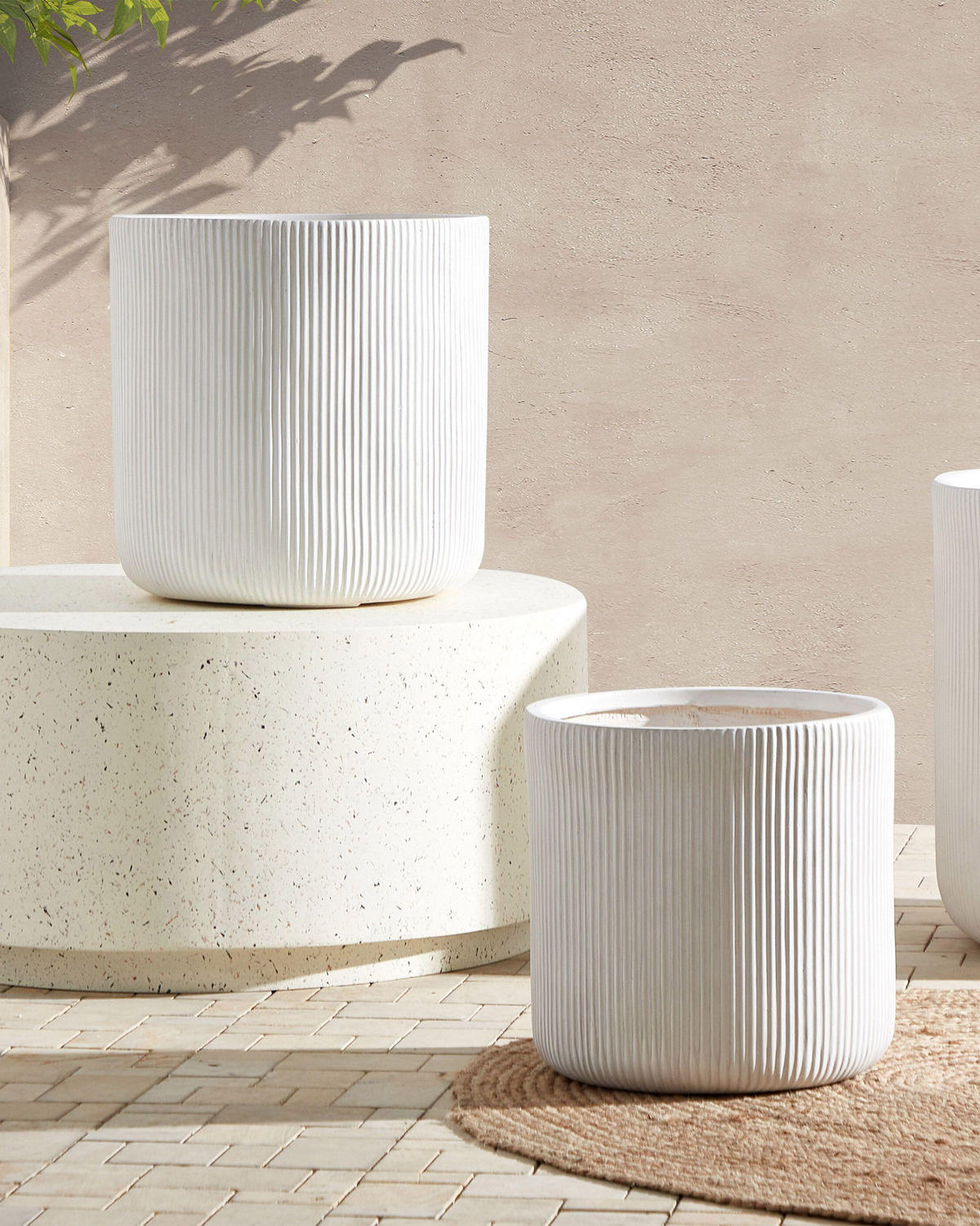 BLUMENTOPF Weiß Oreoi - Weiß, Naturmaterialien (37cm) - Beliani