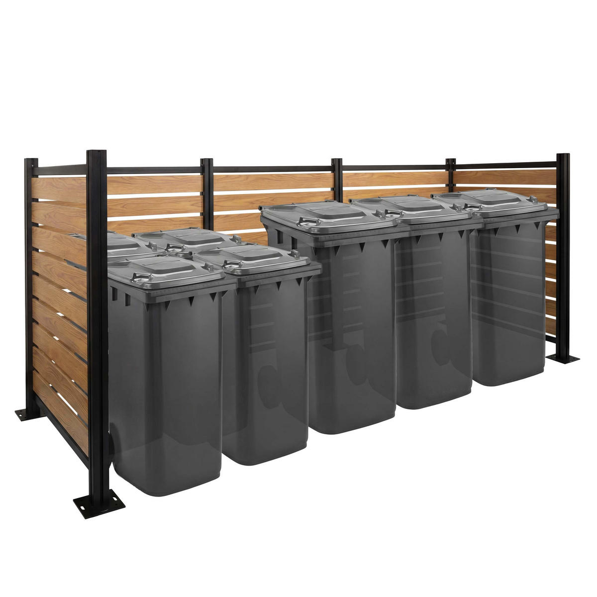 ALU MÜLLTONNEN-ZAUN Hellbraun - Hellbraun, Metall (300/130/110cm) - MCW