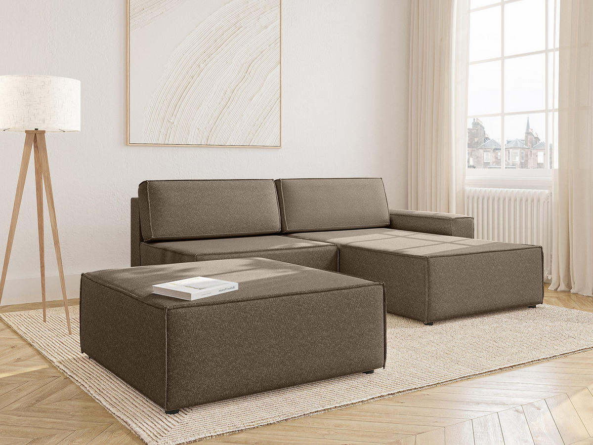ECKSOFA Lummo Re mit Schlaffunktion, Braun - Braun, Textil (323/185cm) - Fedve