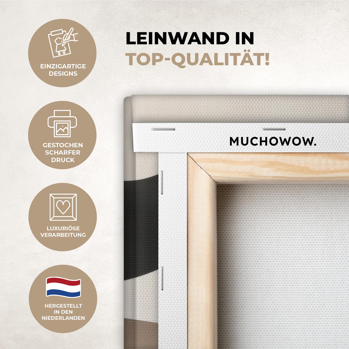 LEINWANDBILD Abstrakt - Landschaft - Wellen - Cremefarben Gemälde 60x40 cm - Cappuccino, Textil (60/40cm) - MuchoWow