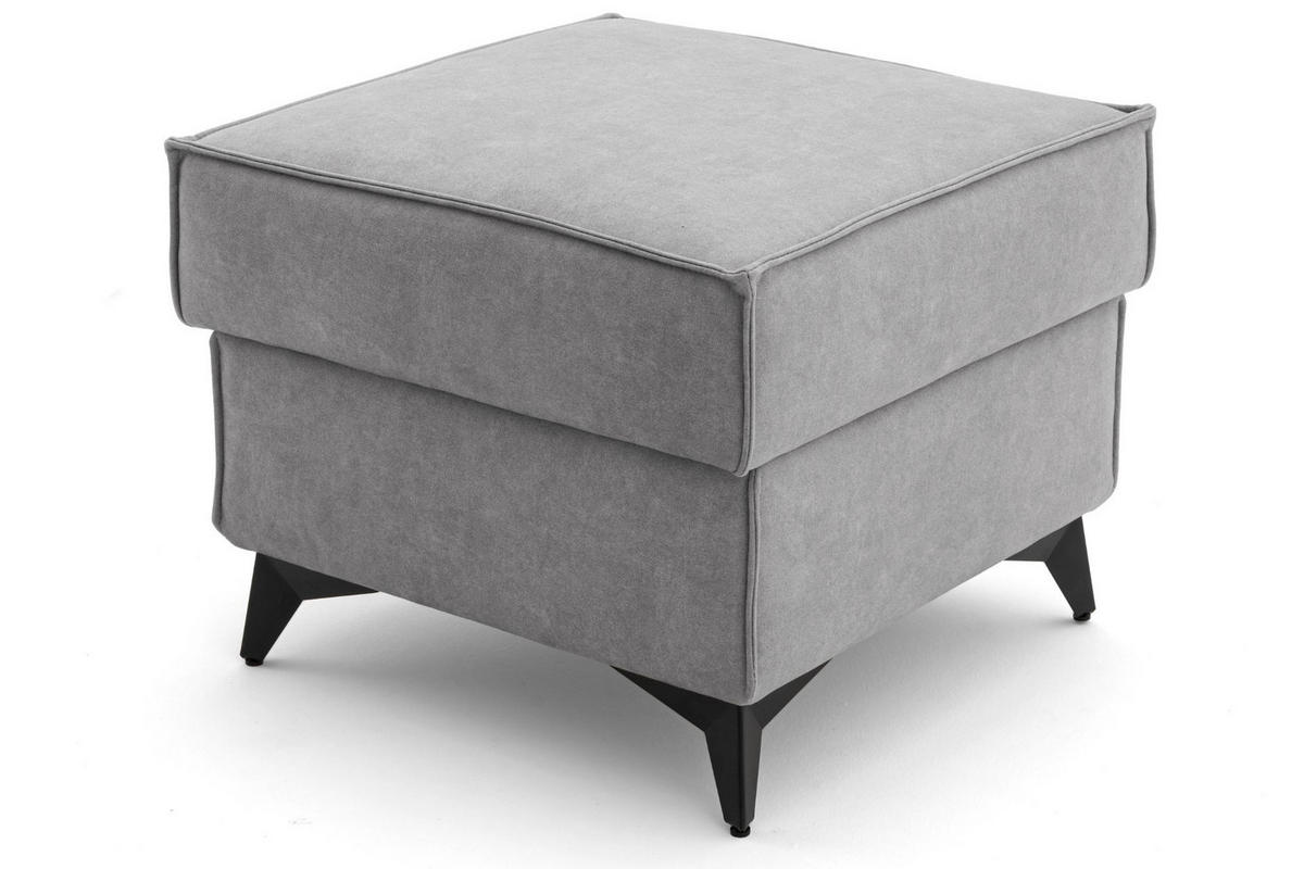 POUF PURE 55 x 55 cm Velours Hellgrau - Hellgrau/Schwarz, Holz/Textil (55/45/55cm) - Muffo