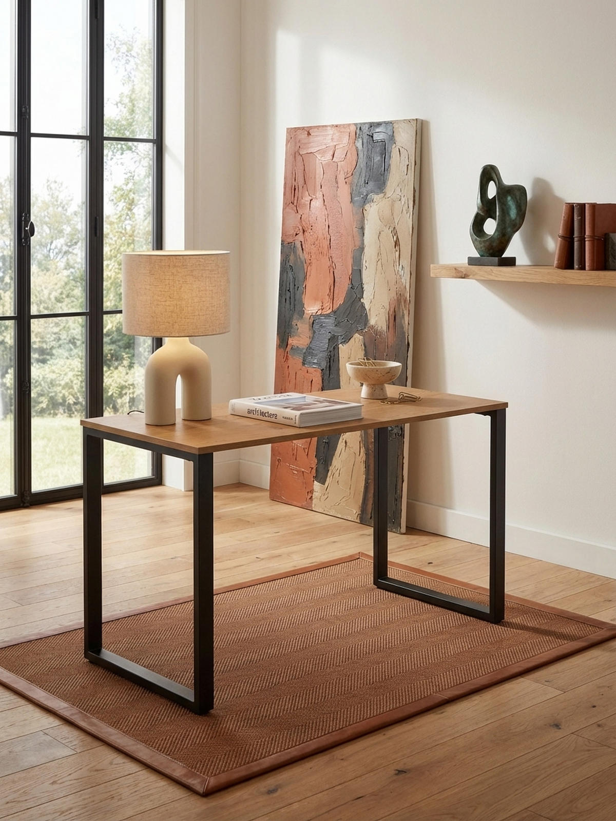 SCHREIBTISCH – Eiche, 120x60x76 cm, Metallbeine, robust & vielseitig - Schwarz/Braun, Holz/Metall (60/120/76cm) - KADIMA DESIGN