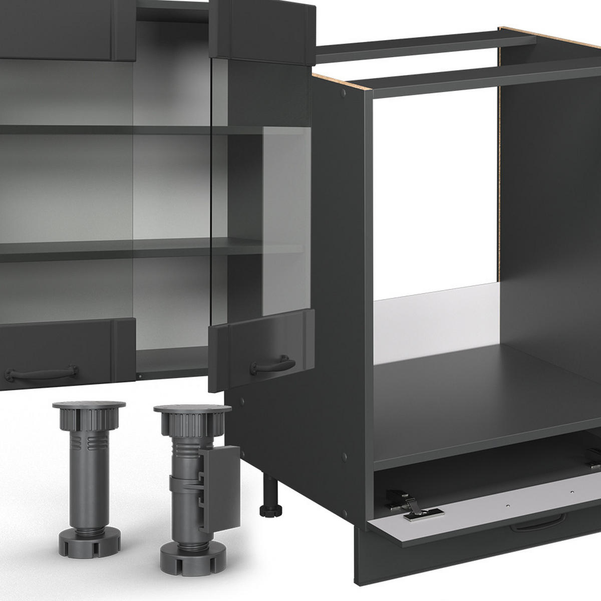 KUCHYŇSKÝ KOUT Fame-Line Tmavě šedá - tmavě šedá, kompozitní dřevo (355/81.6/60cm) - Vicco