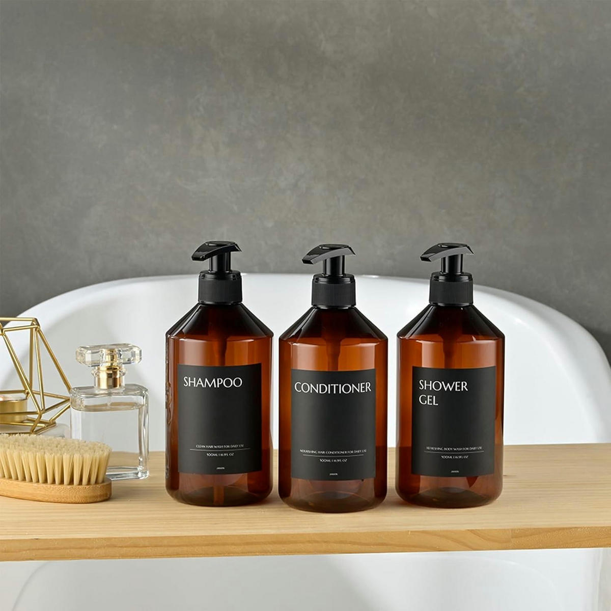 SEIFENSPENDER 3-teiliges Set 500 ml Kunststoff Braun Schwarz - Braun, Kunststoff (8.6/23/20cm)