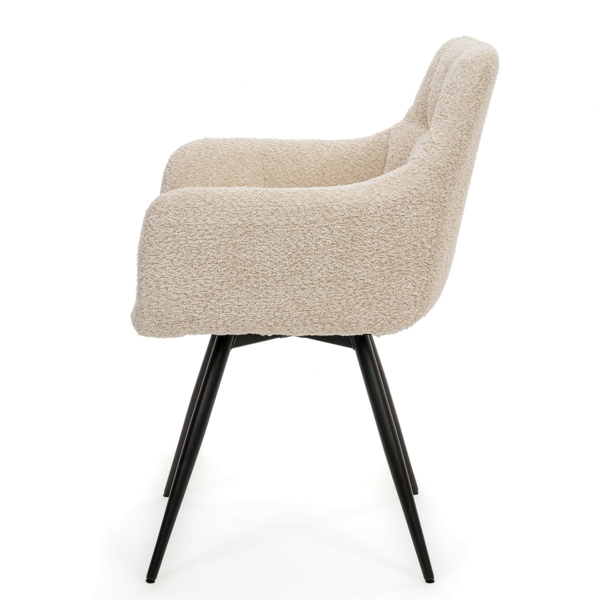 STUHL FANO drehbar gepolsterter mit Steppung - creme - Boucle - Creme/Schwarz, Textil/Metall (58/83/59cm) - NEW HOME