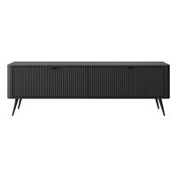 LOWBOARD Vespasia 2T Schwarz 163,2/51/38 cm – Geriffelten Fronten - Schwarz, Holzwerkstoff/Metall (163.2/51/38cm) - AX Living