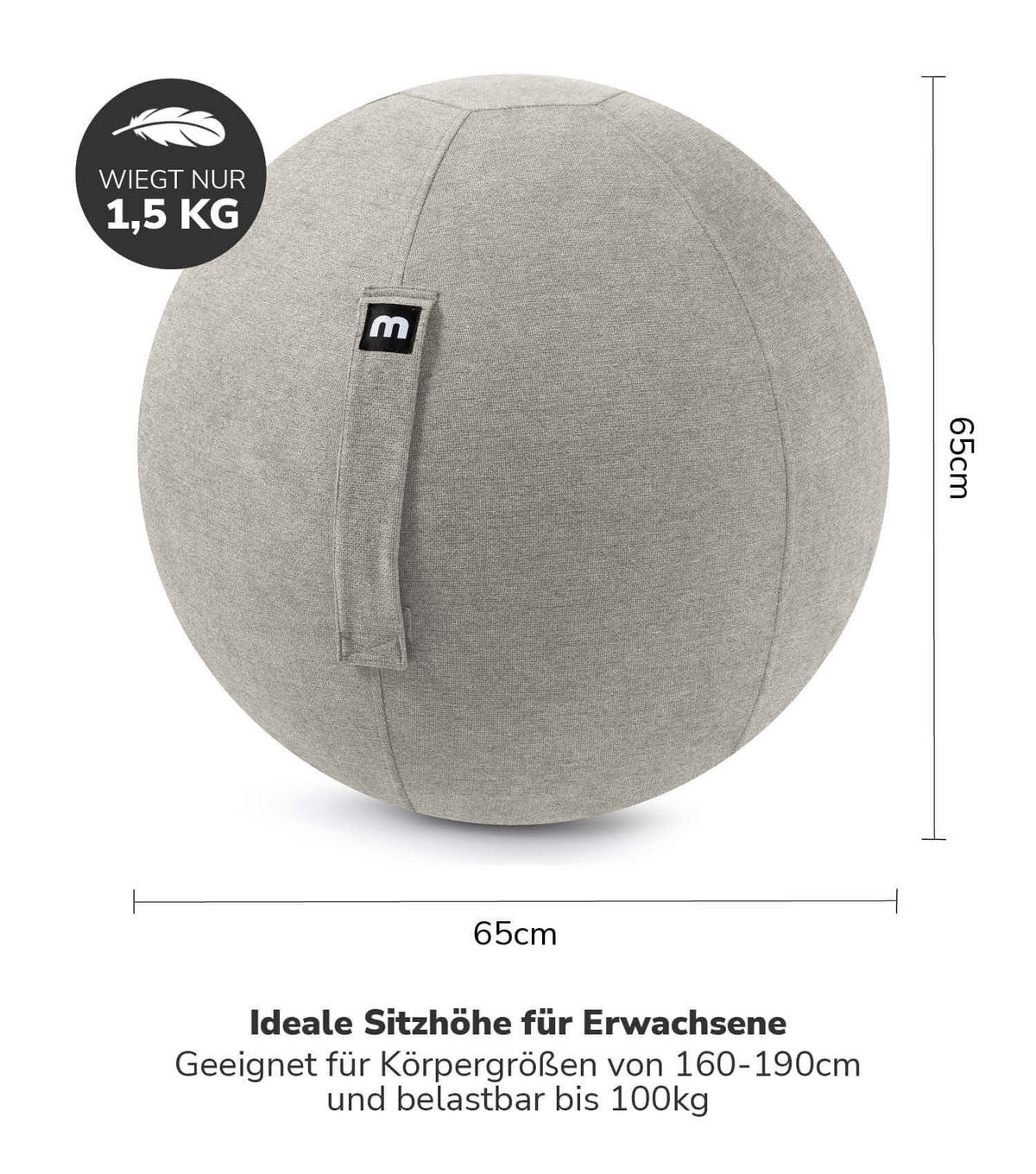 SITZBALL Der Sportliche - Grau, Textil (65/65/65cm) - Mokebo