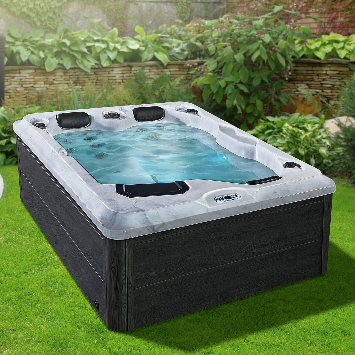 WHIRLPOOL Oasis ohne Treppe Outdoor - Grau, Kunststoff (210/80/160cm) - Artsauna