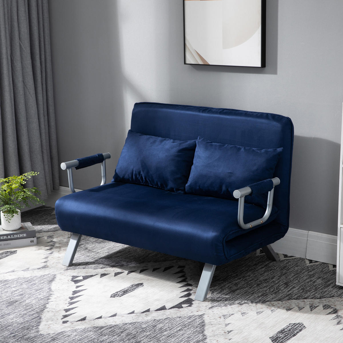 SCHLAFSOFA mit Schlaffunktion verstellbarer Rückenlehne Blau - Blau, Holzwerkstoff (111/78/80cm) - Meubliv