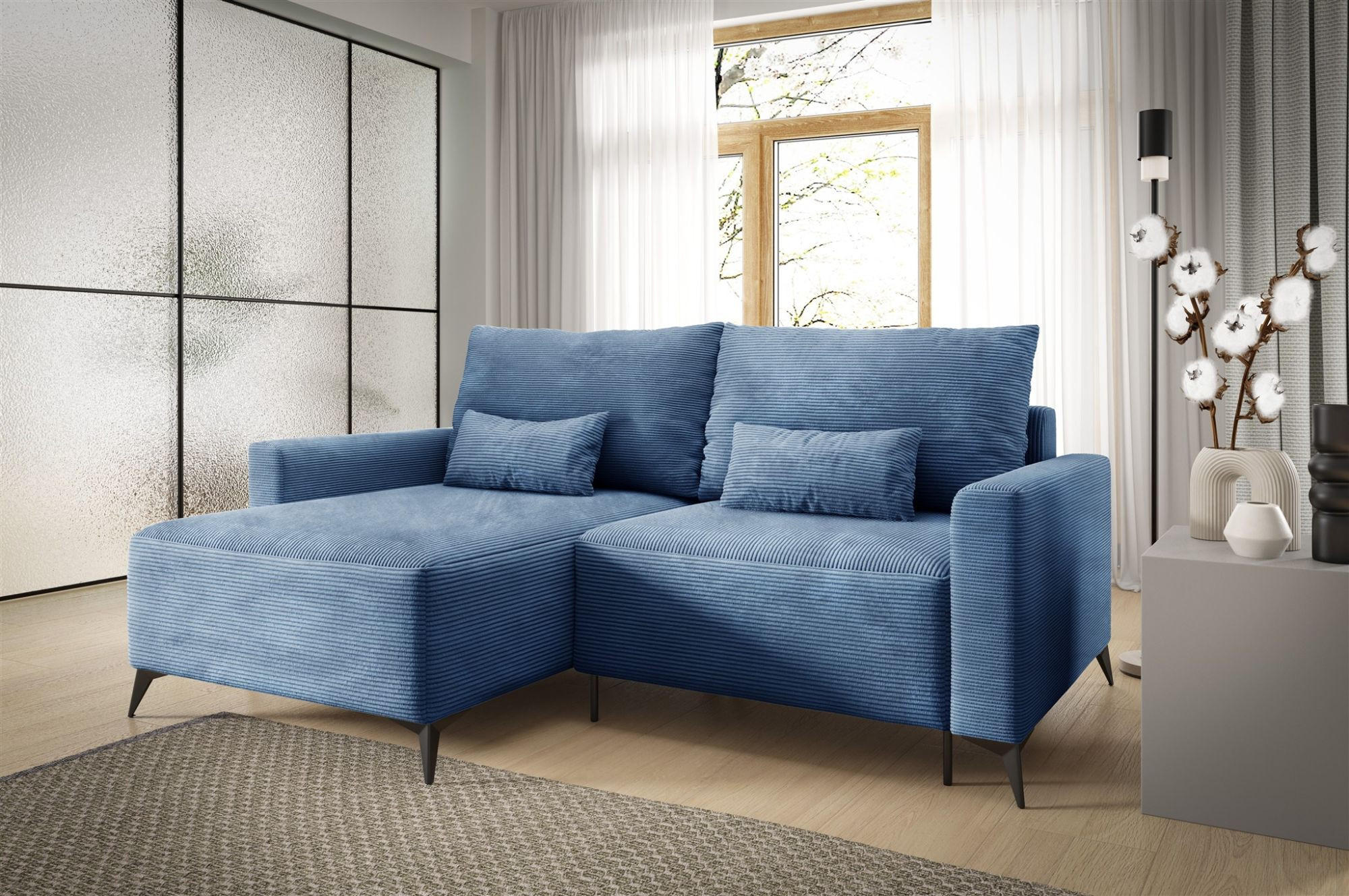 ECKSOFA Silves Mit Schlaffunktion - Blau, Holzwerkstoff/Textil (239/148cm) - Fun Möbel